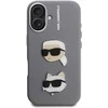 Karl Lagerfeld Grained PU K&CH Heads dėklas skirtas Apple iPhone 16 pilkos spalvos