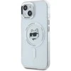Karl Lagerfeld KLHMP15SHLSCHH Apple iPhone 15 6.1″ baltos spalvos kietas dėklas IML Metal Choupette Head MagSafe
