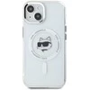 Karl Lagerfeld KLHMP15SHLSCHH Apple iPhone 15 6.1″ baltos spalvos kietas dėklas IML Metal Choupette Head MagSafe