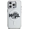 Karl Lagerfeld IML Glitter Karl and Choupette Sketch MagSafe dėklas Apple iPhone 15 Pro skaidrus