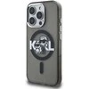 Karl Lagerfeld IML Glitter Karl and Choupette Sketch MagSafe dėklas Apple iPhone 15 Pro juodos spalvos