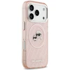 Karl Lagerfeld IML Glitter Karl & Choupette Heads Logo MagSafe dėklas iPhone 17 Pro rožinės spalvos
