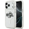 Originalus dėklas Karl Lagerfeld IML blizgučiams Karl & Choupette Sketch Logo Magsafe dėklas Apple iPhone 17 Pro skaidrus