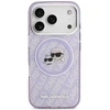 Karl Lagerfeld IML Glitter Karl & Choupette Heads Logo MagSafe dėklas skirtas Apple iPhone 17 Pro Violetinė