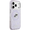 Karl Lagerfeld IML Glitter Karl & Choupette Heads Logo MagSafe dėklas skirtas Apple iPhone 17 Pro Violetinė