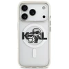 Originalus dėklas Karl Lagerfeld IML blizgučiams Karl & Choupette Sketch Logo Magsafe dėklas Apple iPhone 17 Pro skaidrus