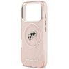 Karl Lagerfeld IML Glitter Karl & Choupette Heads Logo MagSafe dėklas iPhone 17 Pro rožinės spalvos
