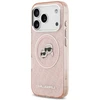 Karl Lagerfeld IML Glitter Karl & Choupette Heads Logo MagSafe dėklas iPhone 17 Pro rožinės spalvos