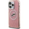 Karl Lagerfeld IML K&CH Heads Repeated Logo MagSafe dėklas Apple iPhone 15 Pro rožinės spalvos