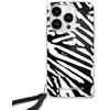 Karl Lagerfeld KLHCP16SHZBPKCCK Apple iPhone 16 6.1″ juodos spalvos kietas dėklas IML Zebra Pattern & Cord