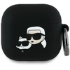 Karl Lagerfeld KLA4RUNKCHK AirPods 4 dėklas juodos spalvos Silicone Karl&Chaupette Head 3D