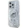 Karl Lagerfeld Liquid Glitter Karl and Choupette Heads MagSafe dėklas telefonui Apple iPhone 15 Pro skaidrus