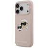 Karl Lagerfeld Liquid Silicone Double Heads MagSafe dėklas skirtas Apple iPhone 17 Pro rožinės spalvos