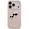 Karl Lagerfeld Liquid Silicone Double Heads MagSafe dėklas skirtas Apple iPhone 17 Pro rožinės spalvos