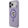 Karl Lagerfeld Liquid Silicone Karl and Choupette MagSafe dėklas skirtas Apple iPhone 17 Pro Max violetinės spalvos