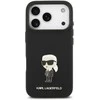 Karl Lagerfeld Liquid Silicone Metal Ikonik dėklas skirtas Apple iPhone 17 Pro juodos spalvos