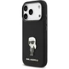 Karl Lagerfeld Liquid Silicone Metal Ikonik dėklas skirtas Apple iPhone 17 Pro juodos spalvos