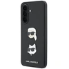 Karl Lagerfeld Liquid Silicone Metal Karl and Choupette dėklas skirtas Samsung Galaxy A37 juodos spalvos