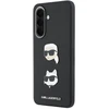 Karl Lagerfeld Liquid Silicone Metal Karl and Choupette dėklas skirtas Samsung Galaxy A57 juodos spalvos