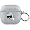 Karl Lagerfeld Monogram Karl Head Dėklas skirtas AirPods 4 sidabro spalvos