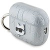 Karl Lagerfeld PU Embossed Choupette Head dėklas ausinėms AirPods Pro 2 sidabrinės spalvos