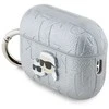 Karl Lagerfeld PU Embossed Karl and Choupette Heads dėklas ausinėms AirPods Pro 2 sidabrinės spalvos