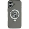Karl Lagerfeld Ringstand Karl and Choupette MagSafe Apple iPhone 16 Plus dėklas telefonui juodos spalvos
