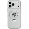 Karl Lagerfeld Ringstand Karl and Choupette MagSafe dėklas skirtas Apple iPhone 17 Pro Max baltos spalvos