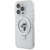 Karl Lagerfeld dėklas, skirtas iPhone 15 Pro 6,1 KLHMP15LHMRSKCH baltos spalvos HC MAGSAFE RINGSTAND KC