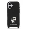 Karl Lagerfeld Saffiano Crossbody Strap Metal Karl and Choupette dėklas skirtas Apple iPhone 17 juodos spalvos