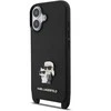 Karl Lagerfeld Saffiano Crossbody Strap Metal Karl and Choupette dėklas skirtas Apple iPhone 17 juodos spalvos