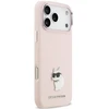 Karl Lagerfeld silikoninis Choupette metalinis kaištis dėklas, skirtas iPhone 18 Pro Max / 17 Pro Max, rožinis
