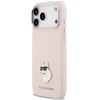 Karl Lagerfeld silikoninis Choupette metalinis kaištis dėklas, skirtas iPhone 18 Pro Max / 17 Pro Max, rožinis