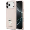 Karl Lagerfeld silikoninis Choupette metalinis kaištis dėklas, skirtas iPhone 18 Pro Max / 17 Pro Max, rožinis