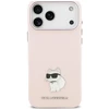 Karl Lagerfeld silikoninis Choupette metalinis kaištis dėklas, skirtas iPhone 18 Pro Max / 17 Pro Max, rožinis