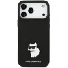 Karl Lagerfeld silikoninis Choupette metalinis pin dėklas, skirtas iPhone 18 Pro Max / 17 Pro Max, juodas