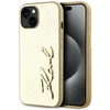 Dėklas Karl Lagerfeld Wrinkled Metal Signature Apple iPhone 15 auksinis