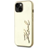 Dėklas Karl Lagerfeld Wrinkled Metal Signature Apple iPhone 15 auksinis