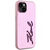 Dėklas Karl Lagerfeld Wrinkled Metal Signature Apple iPhone 15 rožinės spalvos
