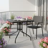 Kvadratinis sodo stalas 80 cm grūdintas stiklas skėčio anga juodas MultiGarden