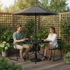 Kvadratinis sodo stalas 80 cm grūdintas stiklas skėčio anga juodas MultiGarden