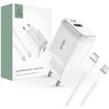 Laidinis įkroviklis 20W USB-C PD + USB QC3.0 + Kabelis 1m USB-C – Lightning Tech-Protect C65W baltos spalvos