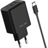 Laidinis įkroviklis Beline 45W USB-A/USB-C + cable USB-C BLN2CB45C juodos spalvos