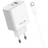 Laidinis įkroviklis Beline 45W USB-A/USB-C + cable USB-C BLN2CW45C baltos spalvos