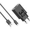 Laidinis įkroviklis Motorola TurboPower 33W USB-A su kabeliu USB-A to USB-C 1m juodos spalvos