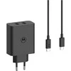 Laidinis įkroviklis Motorola TurboPower 125W Dual 2x USB-C su kabeliu USB-C 1m juodos spalvos