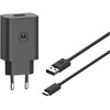 Laidinis įkroviklis Motorola TurboPower 33W USB-A su kabeliu USB-A to USB-C 1m juodos spalvos