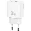 Laidinis įkroviklis USAMS CC316 T65 30W 1xUSB-C 1xUSB-A Fast Charging baltos spalvos
