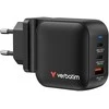 Laidinis įkroviklis Verbatim Mini GaN 70W 2xUSB-C PD/1x USB-A QC juodos spalvos 32229