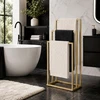 Laisvai pastatomas metalinis rankšluosčių stovas su 3 laikikliais, auksinis, ModernHome